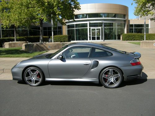 Pristine 996 turbo in seal gray with natural leather interior