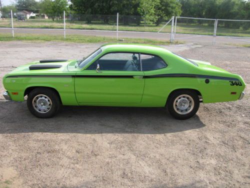 1970 plymouth duster 340,727,green/bk hood scoops/stripes/rallyes solid mopar