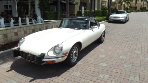 1974 jaguar xke s iii v12 roadster. white with tan, 31,800 miles. two tops!!!