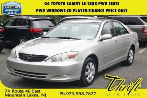 04 toyota camry le-188k-pwr seats-pwr windows-cd player-finance price only