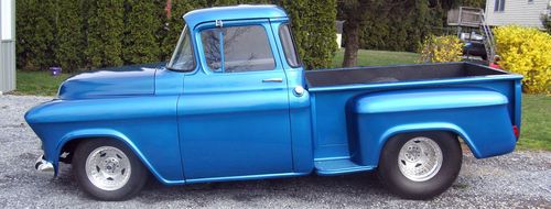 1955 chevy truck 454 engine blue beautiful wrap around window 2nd series
