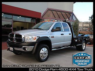 2010 dodge ram 4500 4x4 tow truck w/ led lights flatbed towing package 32k miles