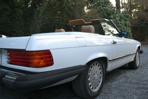 Mercedes 560sl white with tan leather interior, 2 tops and fun to drive