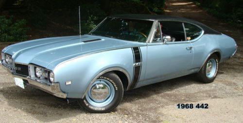 1968 oldsmobile 442 400 &#034;g&#034; block, teal frost blue, black interior, 15&#034; rims