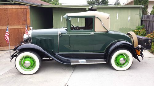1930 model a sport coupe w/rumble seat and bumper mounted trunk