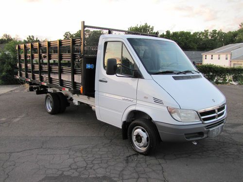 Dodge sprinter/freightliner 3500 stake body flatbed truck! lift! dual tires!