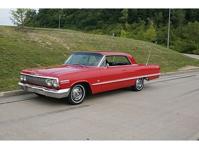 1963 chevrolet impala ss 2 door red / black factory air, p/s, p/b nice driver ss