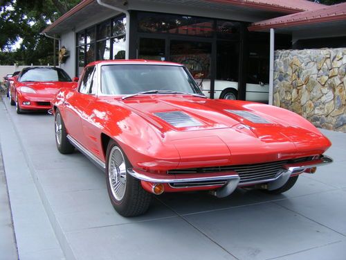 1963 chevy corvette split window coupe red 4 spd 340hp knock-off wheels