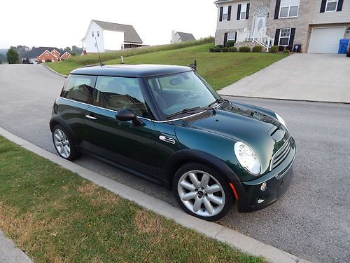 2006 mini cooper s in british racing green over a two toned gray interior with o