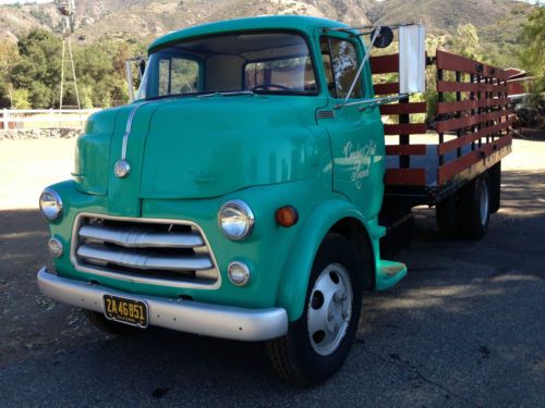 Coe cab over truck 1955 dodge -rare- turquoise, stakebed, flatbed, good cond.