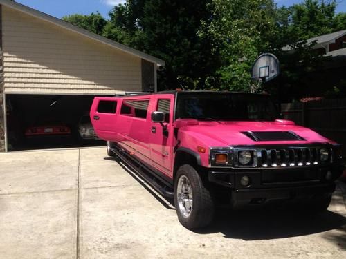 2007 conversion h2 14 passenger 140" pink stretch limousine pink limo like new