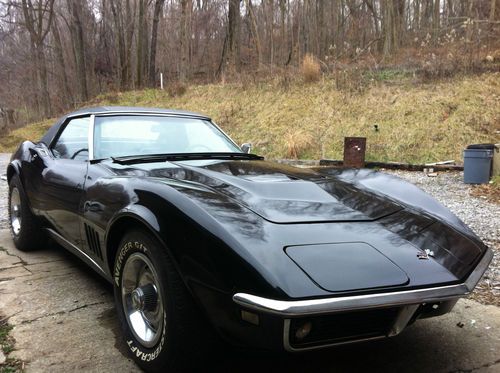 Convertible, corvette, c3, 1968, 327, four speed, black, hard top