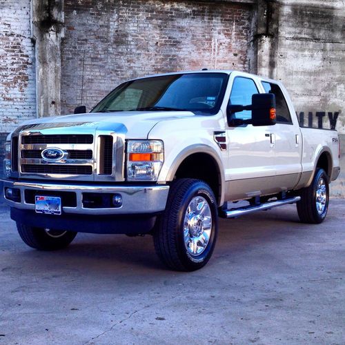 2010 ford f250 fx4 lariat diesel pearl white lifted airbags