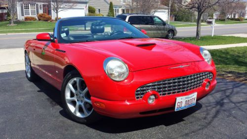 2003 ford thunderbird custom convertible red w/black top red hardtop low reserve