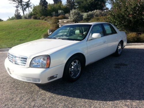 05 white cadillac deville one owner low miles heated cooled leather sunroof cd