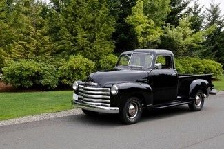 1950 chevy 5 window pu. basically stock. 216 cu in engine.  3 speed. chrome gril