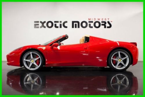 2013 ferrari 458 spider, rosso corsa on beige, well optioned, 458miles, $329,888