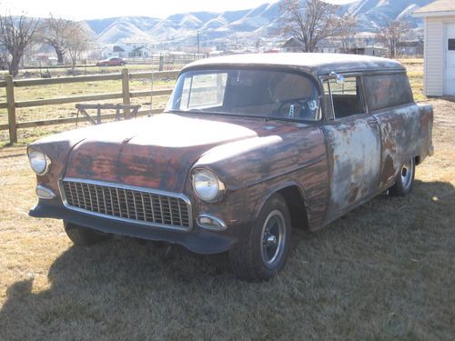 1955 chevy sedan delivery v8, 4-speed with dual exhaust, 4 barrel carb