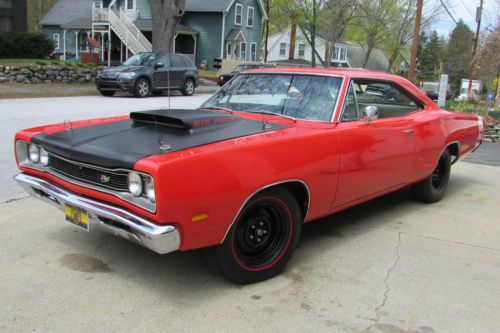 1969  1/2  super bee, a-12, m-code 440 6-pack, bright red, broadcast sheet.