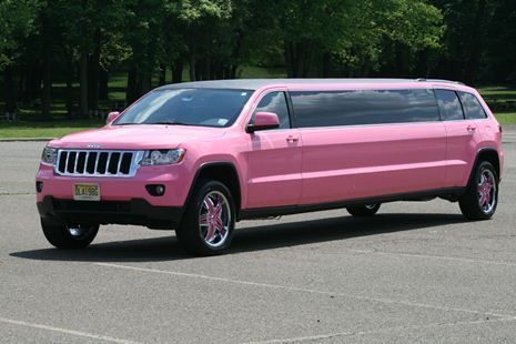 Suv limo pink stretch 140" jeep grand cherokee limited