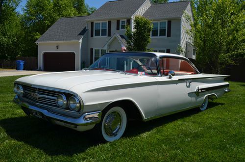 1960 chevrolet impala sport coupe v8 automatic white with red interior restored