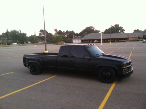 1995 chevy lowered dually 3500 air bags hot rod black shop truck