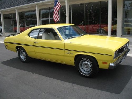 1970 plymouth duster lemon twist yellow matching numbers 340 4 speed
