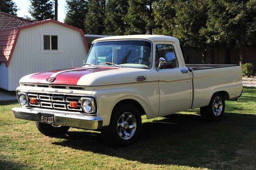 Restored 1964 ford f100 fleetside custom cab pickup truck 302/c6 9" new paint