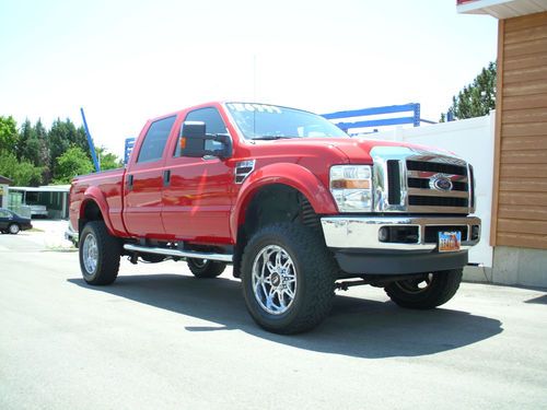2008 ford f350 powerstroke diesel 6.4 lariat crew cab 4x4 fx4 red leather lifted