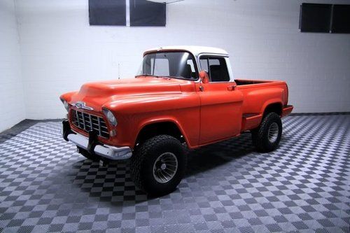 1956 chevy apache shortbed 4x4 pickup truck! stong v8! one of a kind rare pickup