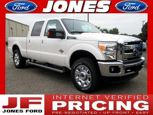 New 2014 ford super duty f-250 4wd crew cab lariat diesel msrp $60210 white plat