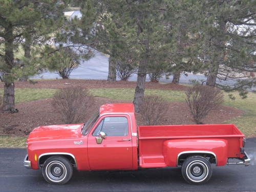 1977 chevrolet c-10 step side (long bed) pick-up truck-a/c-tomato red-very rare!