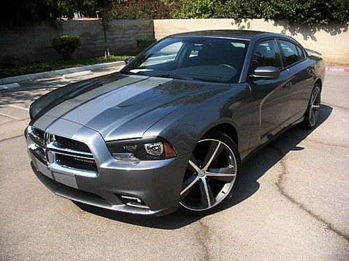 2012 dodge charger 22" wheels &amp; tires racing stripes tricked out 3.6 liter gray