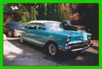 57 chevrolet bel air 2 door hard top v8 4 speed new chrome and paint