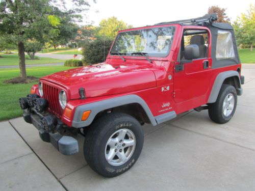 2005 jeep wrangler x 4.0l automatic red 2 door - both hard &amp; soft tops included