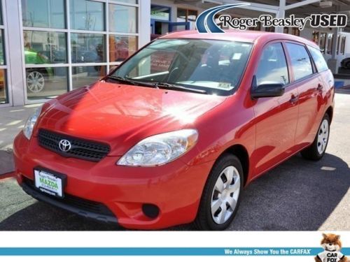 07 toyota matrix std manual red am/fm stereo cruise control cargo space 29/34mpg