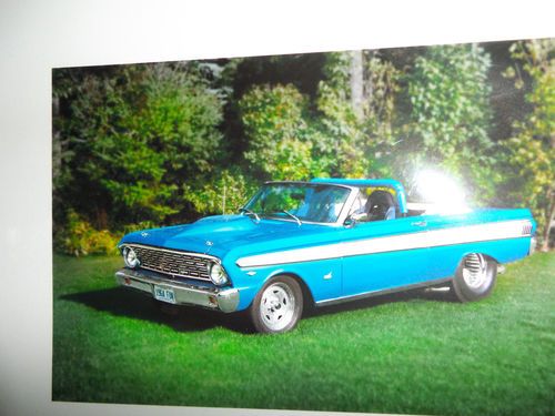 1964 falcon convertable pro street, metallic blue with white stripe and top,