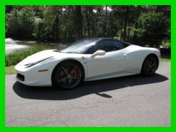 2012 458 coupe white/black, factory painted black top $300k msrp 11/30/14 warran