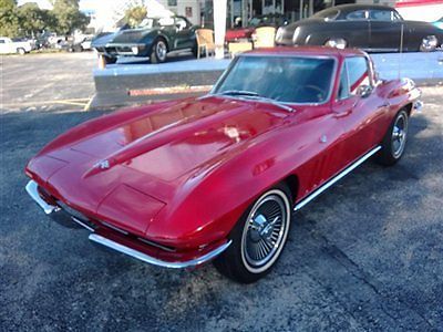 1965 corvette coupe 327/350hp 4speed factory a/c pos traction power steering red