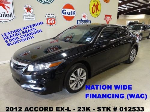 2012 accord coupe ex-l,sunroof,htd lth,6 disk cd,b/t,17in whls,23k,we finance!!