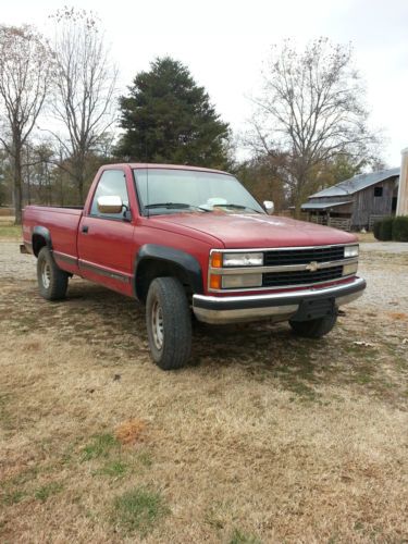 1990 chevrolet k2500 pickup excellent 2 owner 4x4 chevy red long bed 3/4 ton tow