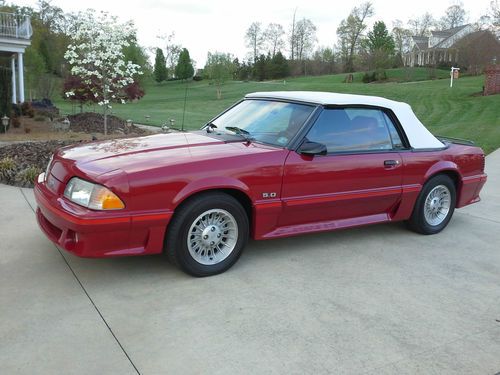 1987 mustang gt convertible 5.0 5spd red on red 36k miles in mint condition