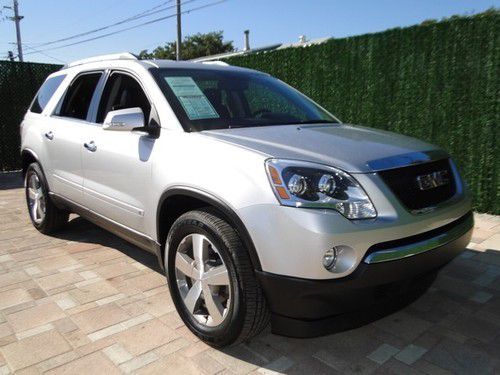 2010 gmc acadia slt silver/black leather, 1 owner in fl 7 pass, htd sts, pwr pkg