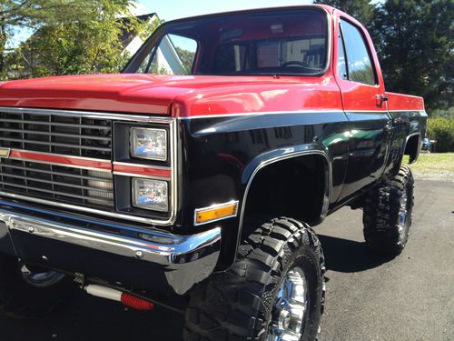 86 chevy k1500 4x4, 427 big block. 8 in bds suspension and new wheels tires