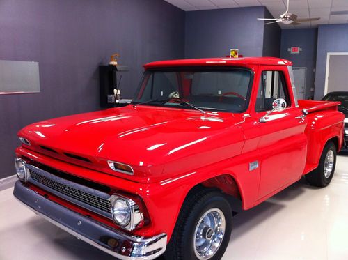 1966  red chevy  stepside pick up