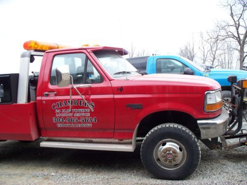 1992 ford f350 4x4 diesel dual line wrecker truck century bed 8ft myerssnow plow