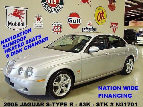 2005 s-type r,supercharged,sunroof,nav,htd lth,alpine,18in whls,83k,we finance!!