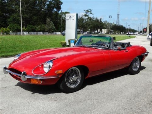 1969 signal red jaguar e-type xke series ii convertible 4.2l 6 cyl 4 spd manual