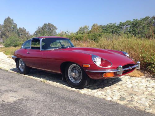 1970 jaguar e-type xke series two coupe. 2 owner ca car. regency red/black.mint