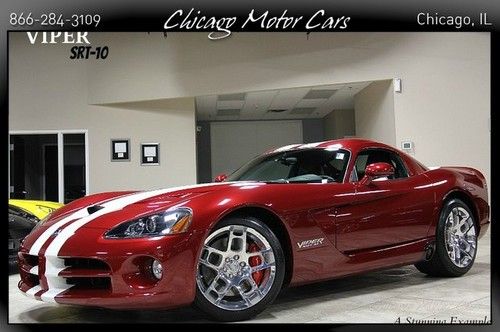 2008 dodge viper srt-10 coupe venom red with white stripes navigation pristine!